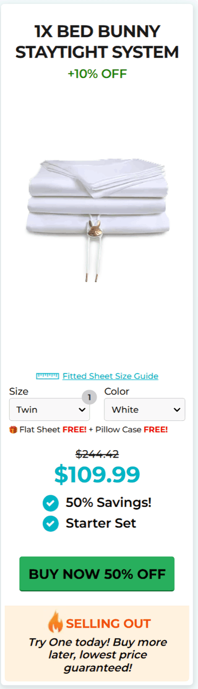 BED BUNNY STAYTIGHT SYSTEM offer price 